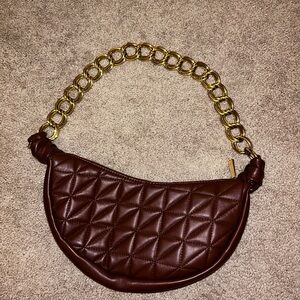 Forever 21 Brown Quilted Bag with Gold Chain